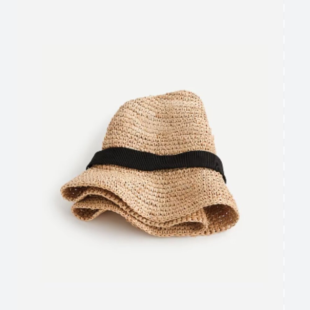 J. Crew Natural Straw Hat with Black Band